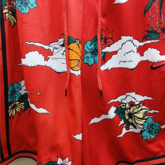 Nike Dri-Fit Dna+ Basketball Floral Athletic Shorts Gym Red Black Trim Size XL - Picture 2 of 7
